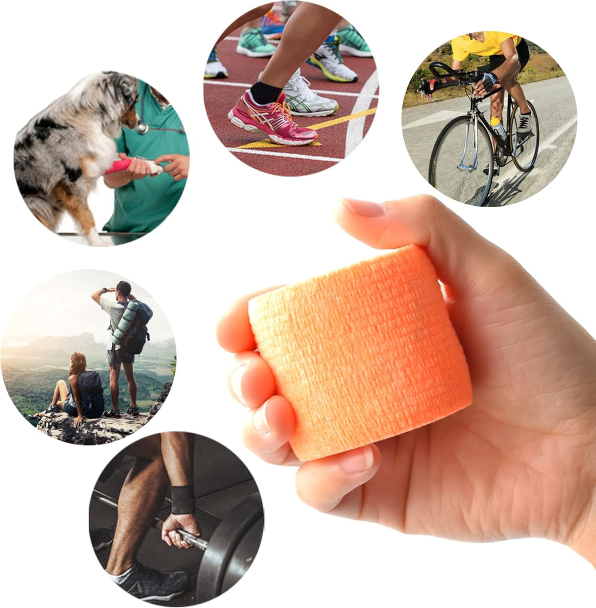 9 Pack 2" x 5 Yards Self Adhesive Bandage Wrap Self Stick Wrap for Ankle, Wrist, Finger, Sports