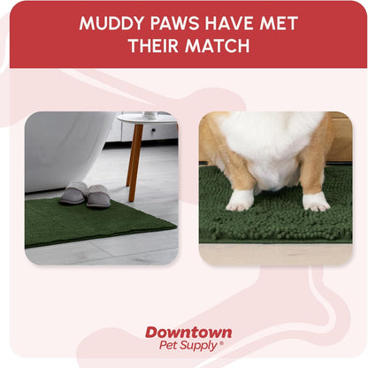 My Doggy Place Medium Chive Microfiber Dog Mat, 31" x 20", Rubber Backed, Absorbent, Quick Drying