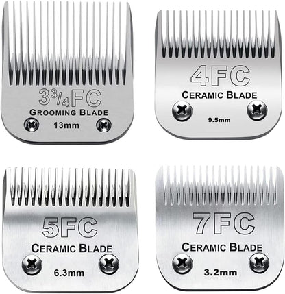 4pcs Dog Grooming Blades Compatible with Andis Dog Clippers,Detachable Ceramic Blade & Stainless