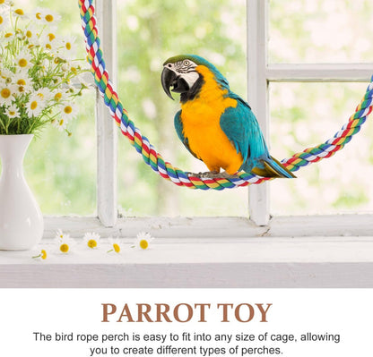 Bird Rope Perch, Colorful Parrot Cotton Rope Bird Perch Stand Climbing Toys Pet Parrot Chewing Toy