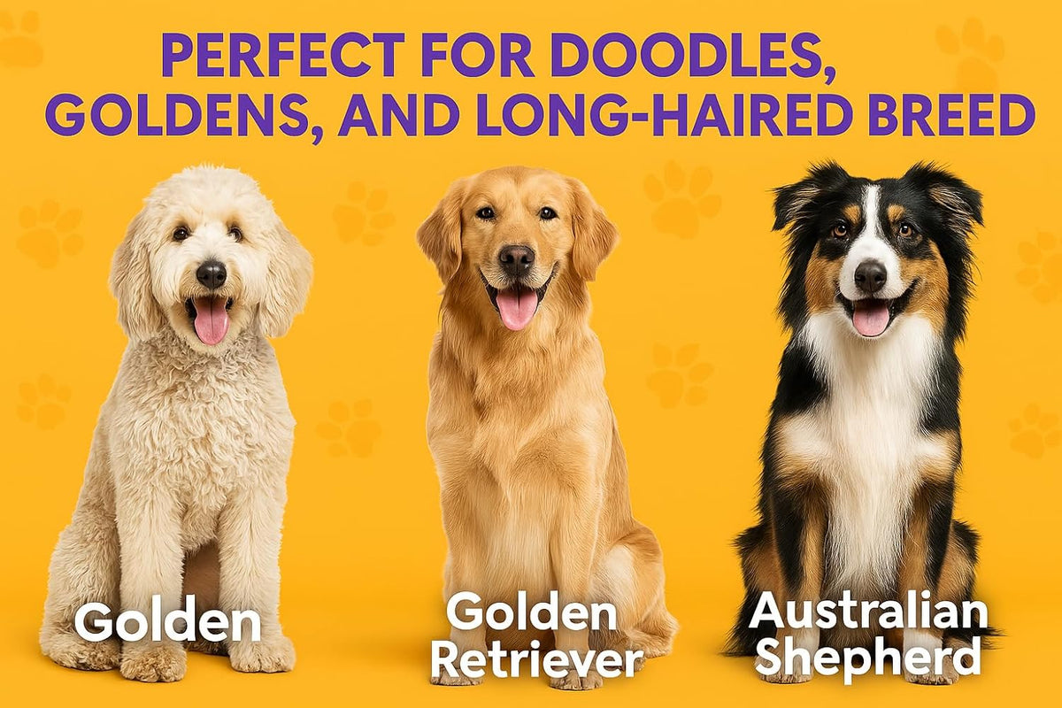 Round Bristle Pet Brush for Dogs and Cats - Soft Dog Brush for Grooming Short or Long Hair - Gentle