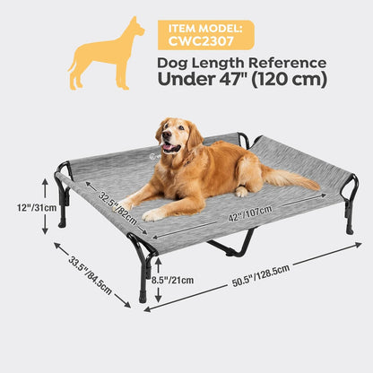 Veehoo Cooling Elevated Dog Bed, XL Raised Pet Cot with Guardrail & Slope Headrest, Durable