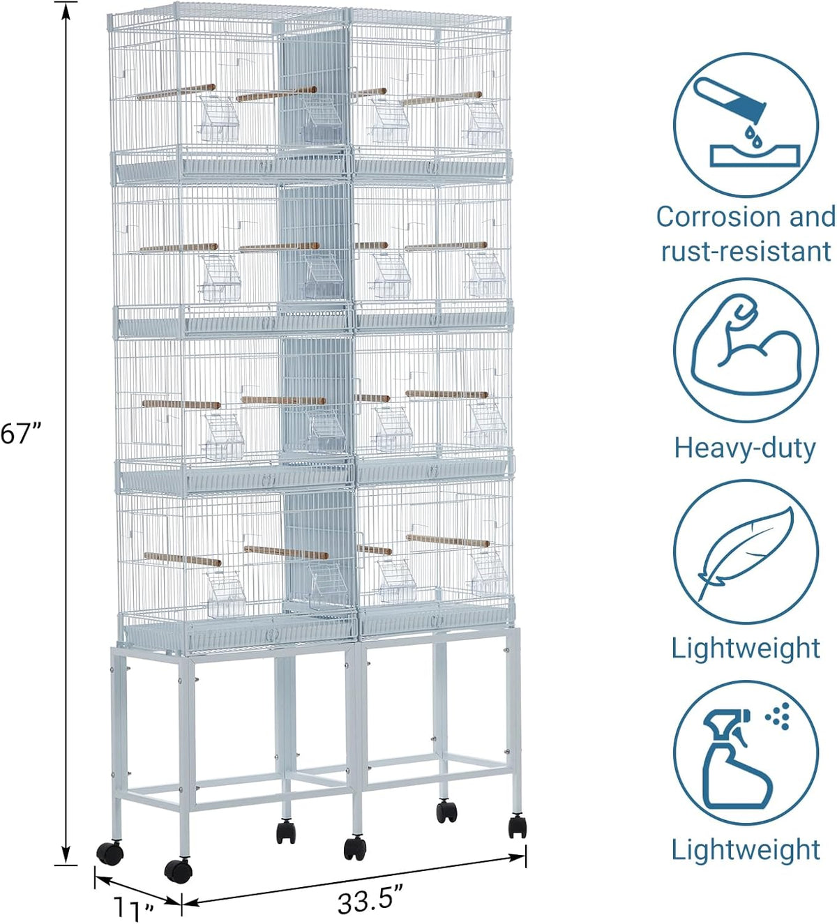 Lot-4 Breeding Bird Cage, Parrot Cage, Stackable Center Divided Breeder,Seperate Removable Tray