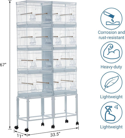 Lot-4 Breeding Bird Cage, Parrot Cage, Stackable Center Divided Breeder,Seperate Removable Tray
