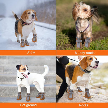 Dog Shoes for Small Dogs, Puppy Dog Boots & Paw Protector for Winter Snow Day, Summer Hot Pavement