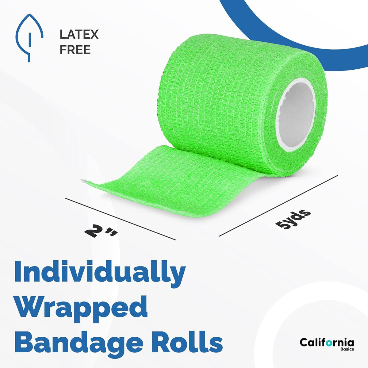 California Basics Self-Adhesive Medical Tape (2 inch) - Pack of 12 - Cohesive Bandage Wrap Rolls