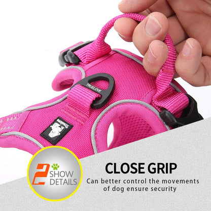 Truelove No Pull Dog Harness with Easy Control Handle and 2 Leash Attachments,Reflective Adjustable