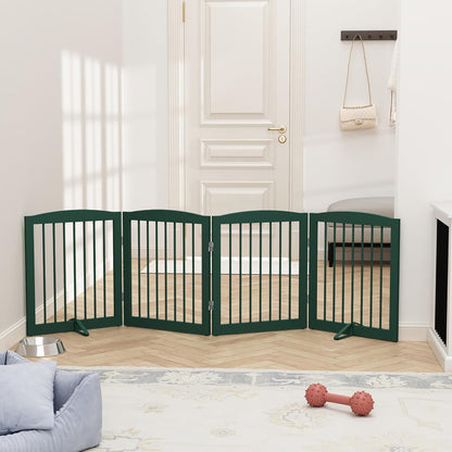 Freestanding Pet Gate for Dogs, Foldable Wooden Dog Gate for House, Indoor Dog Gate for Stairs