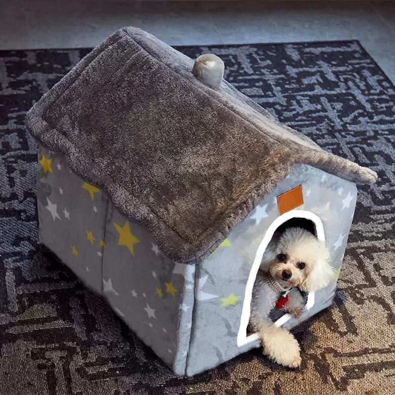 Scnbom Dog House Indoor Puppy Cave Cat Nest Kennel Pet Bed Portable Memory Sponge Foldable Houses