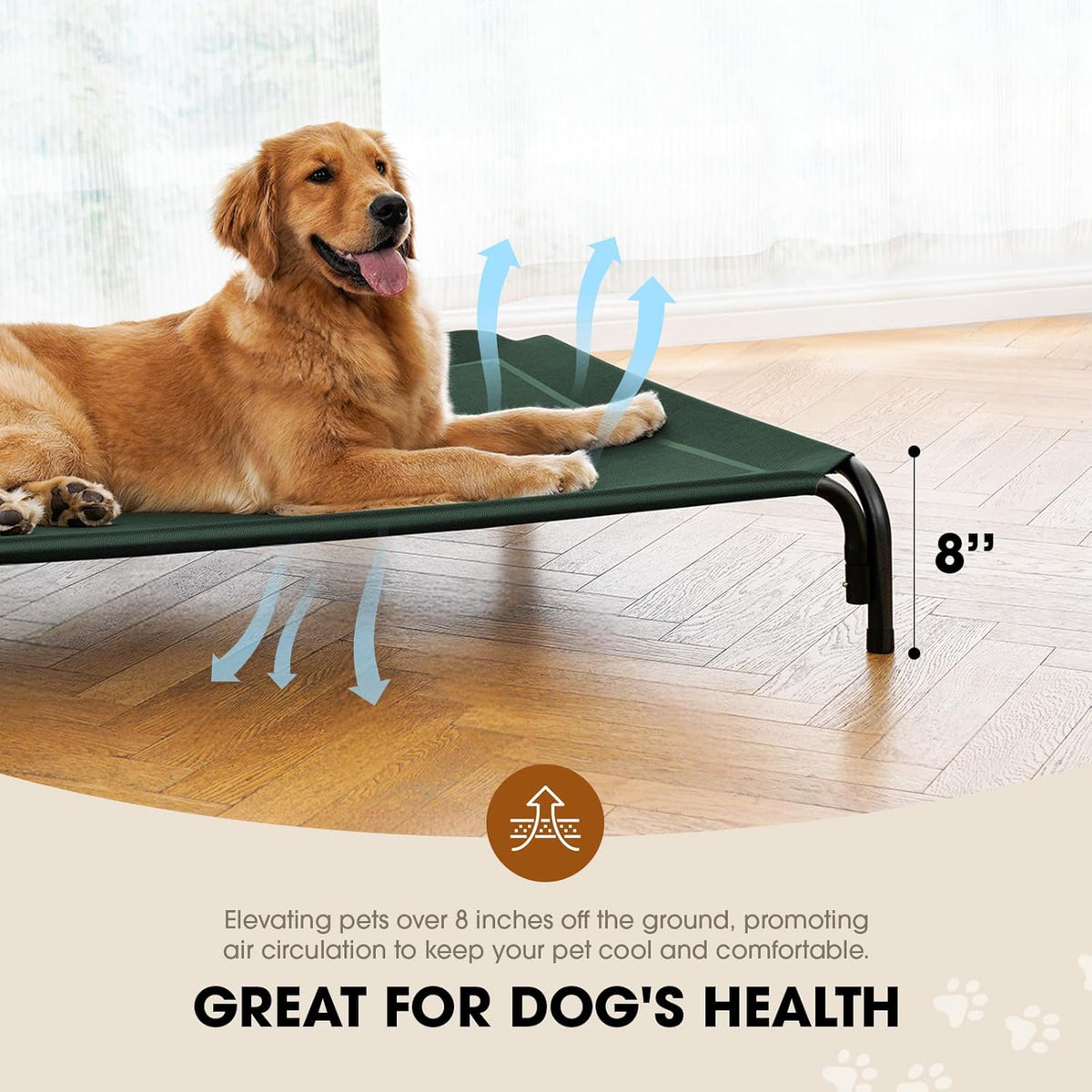 Elevated Dog Bed, Raised Outdoor Dog Bed for Large Sized Dog, Portable Cooling Pet Cot with
