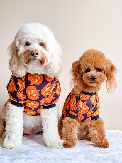 Fitwarm Halloween Pumpkin Dog Pajamas, Funny Dog Winter Clothes for Small Dogs Girl Boy, Pet