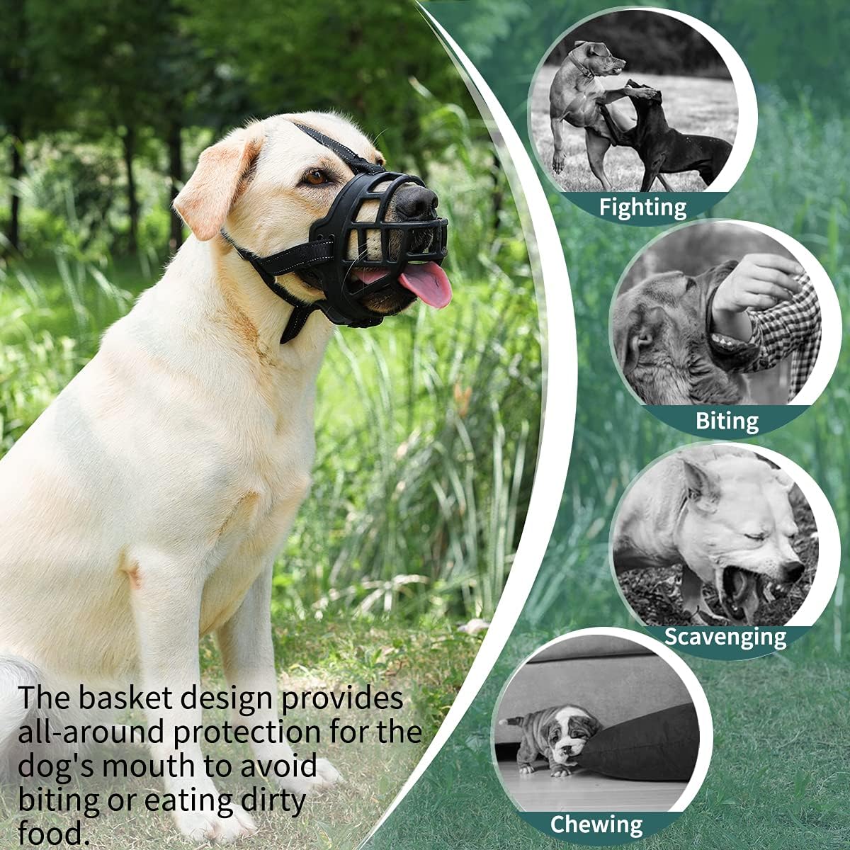 BARKLESS Dog Muzzle, Silicone Basket Muzzle for Small Medium Large Dogs, Soft Cage Mouth Cover