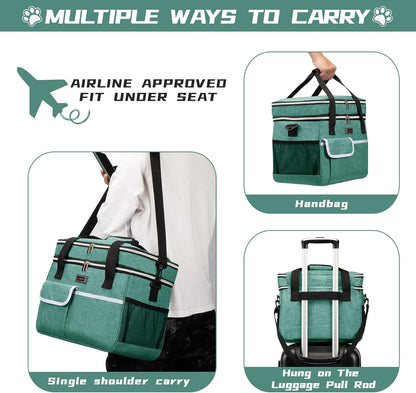 BAGLHER Dog Travel Bag for Supplies - Double-Layer Airline Approved Weekend Pet Travel Organizer