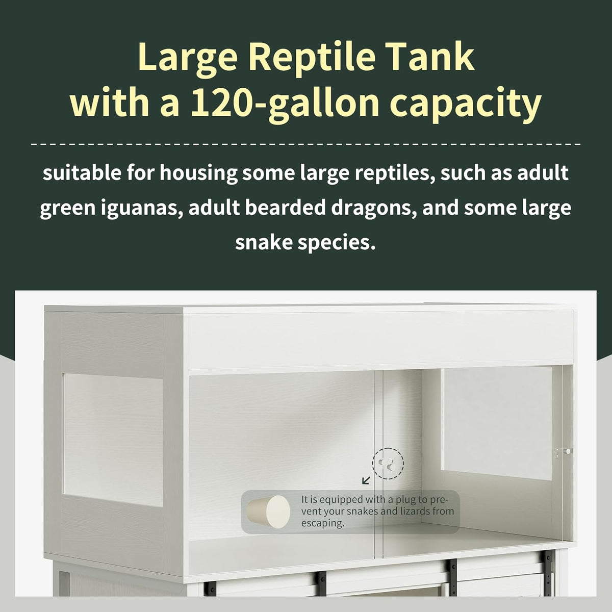 120 Gallon Reptile Terrarium with Stand, 4x2x2 Bearded Dragon Enclosure for Snakes Lizards, Large