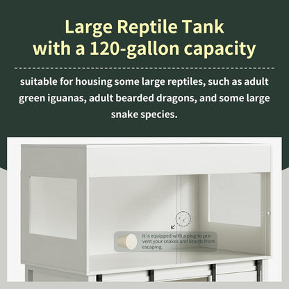 120 Gallon Reptile Terrarium with Stand, 4x2x2 Bearded Dragon Enclosure for Snakes Lizards, Large