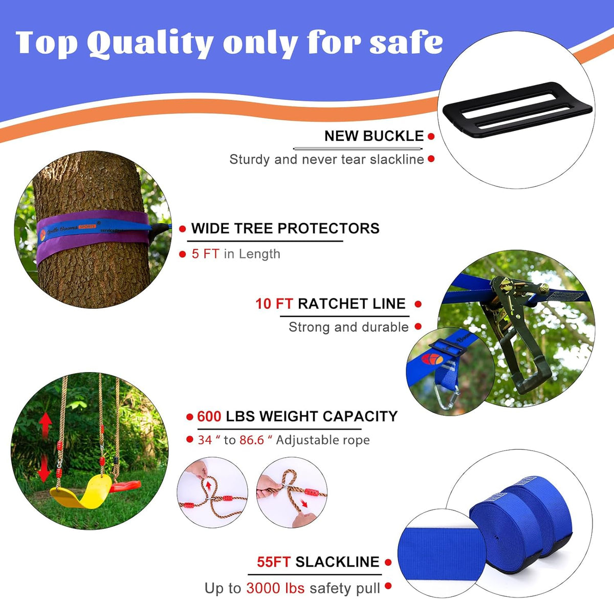 2x65 FT Ninja Warrior Obstacle Course for Kids with 13 Ninja Accessories - 600lbs Weight Capacity