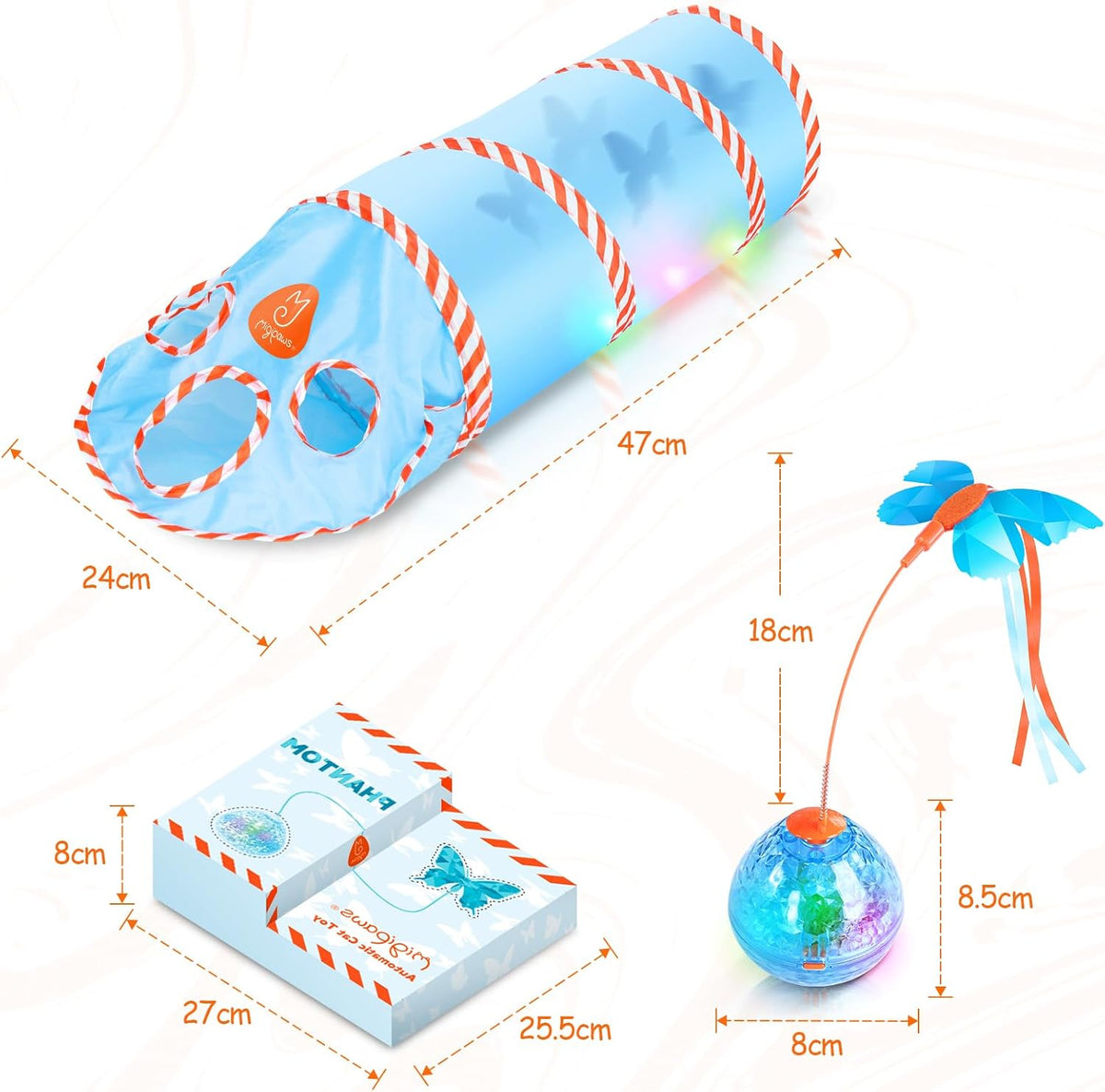Migipaws Cat Toys, Interactive Cat Toy for Indoor Cats,Upgraded Moving Shadow of Butterfly Feather