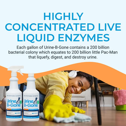 KINZUA ENVIRONMENTAL Urine B-Gone, Professional Enzyme Odor Eliminator & Pet Stain Remover, Human