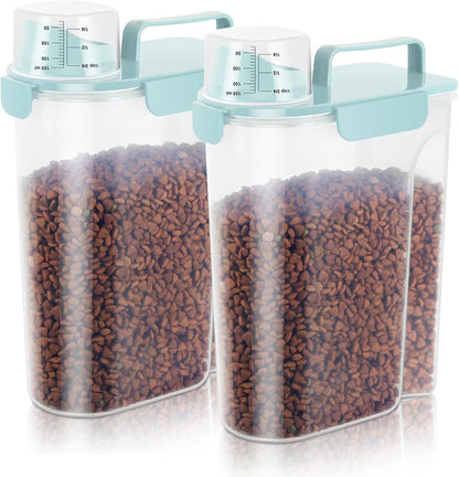 5-7Lbs Cat Dog Storage Container, Portable Pet Food Containers with Upgraded Large Spout and Cup