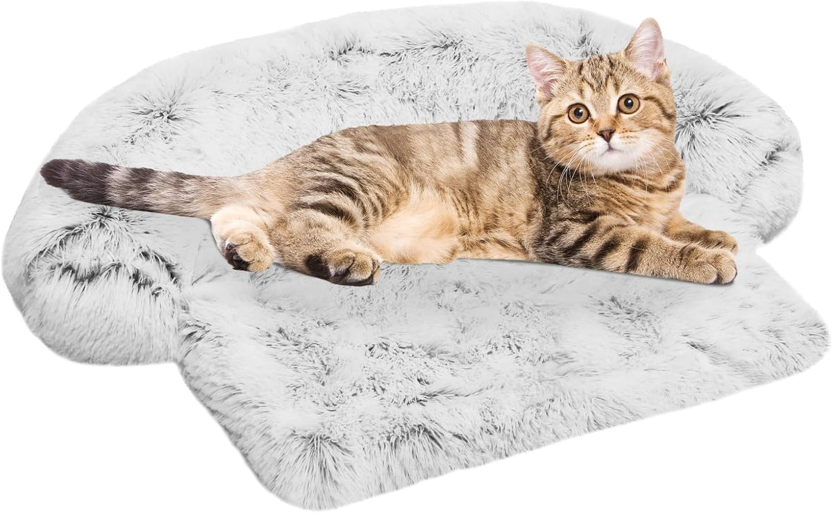 Calming Dog Bed Fluffy Plush Dog Mat for Furniture Protector with Removable Washable Cover for