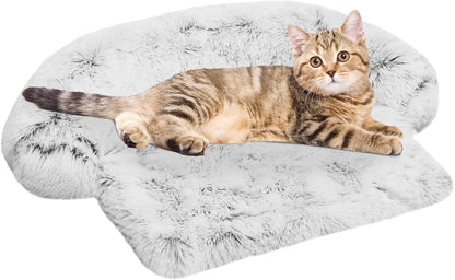 Calming Dog Bed Fluffy Plush Dog Mat for Furniture Protector with Removable Washable Cover for
