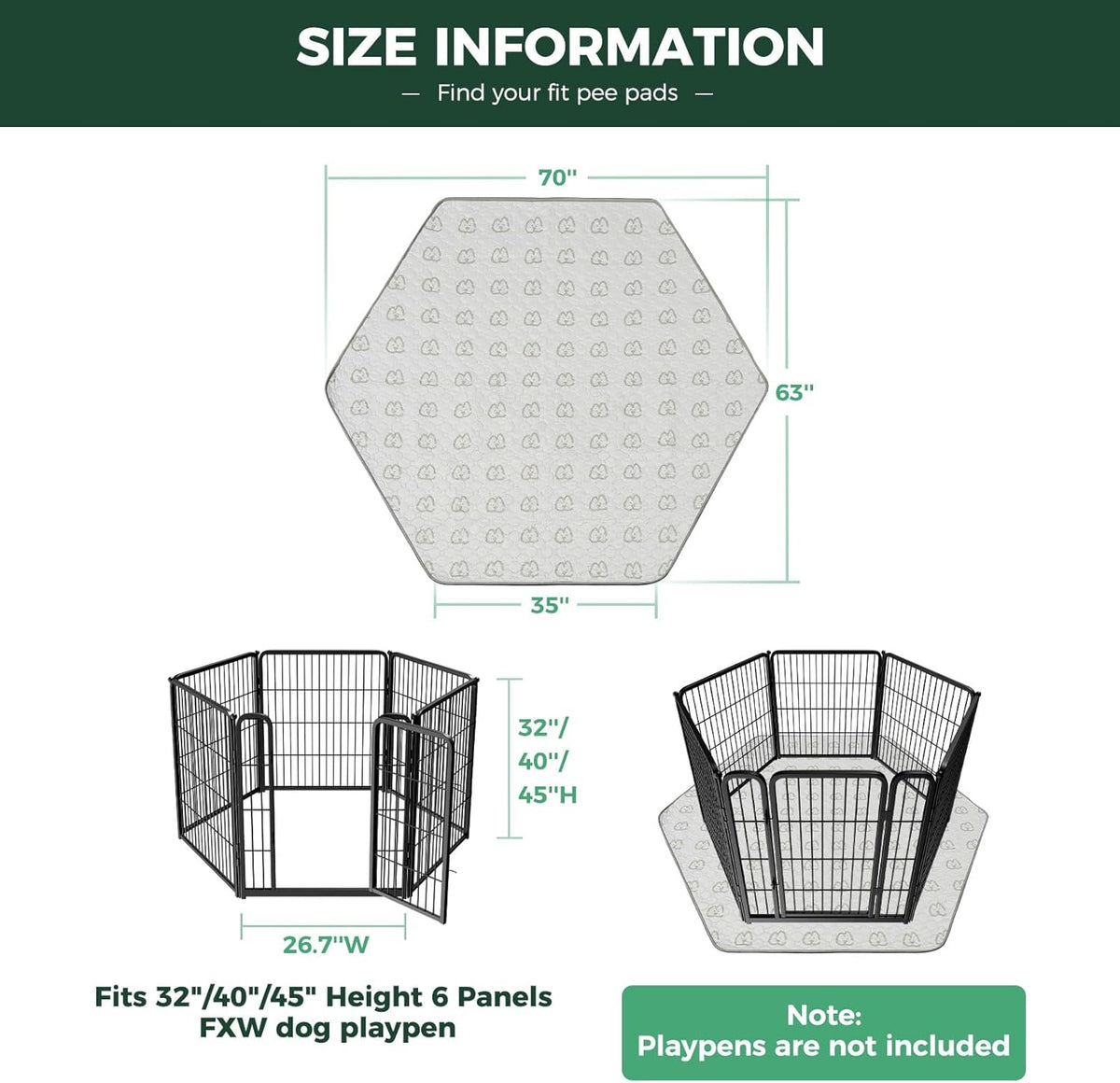 FXW Washable Pee Pads for Dogs, Puppy Pads with Super Absorbent, Specifically Designed for FXW