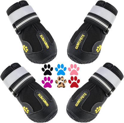 QUMY Dog Shoes for Large Dogs, Medium Dog Boots & Paw Protectors for Winter Snowy Day, Summer Hot