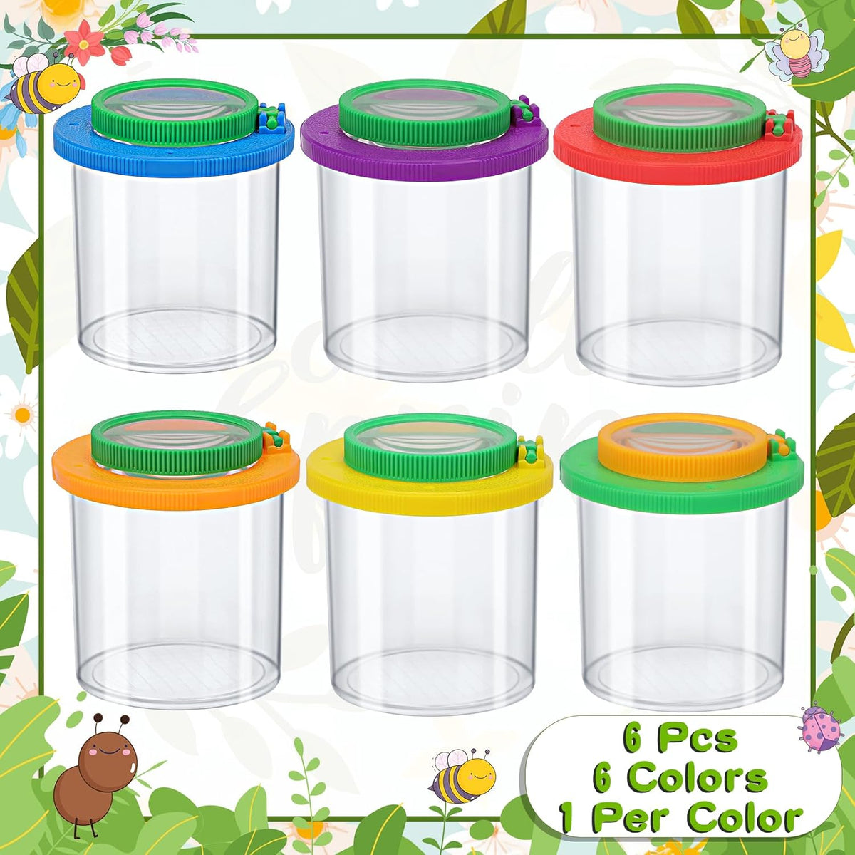Coopay 6 Pieces Magnifying Insect Box - Bug Viewer, Critter Insect Cage, Container, Bug Catcher
