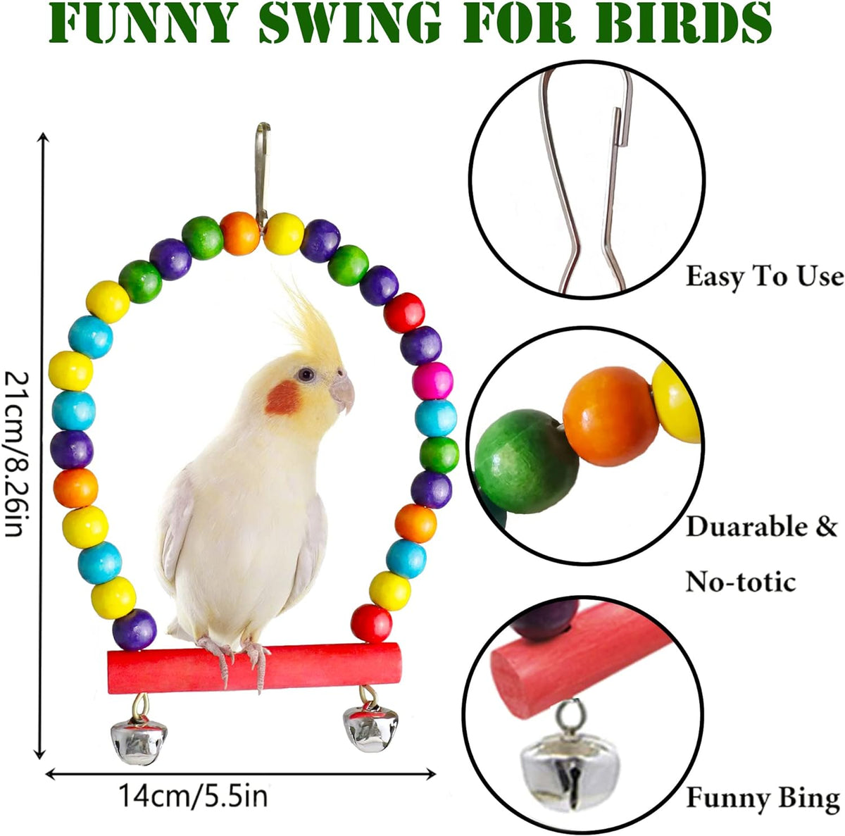 Bird Parakeet Cockatiel Toys, ESRISE Parrots Cage Hammock Swing Climbing Ladders Wooden Perch