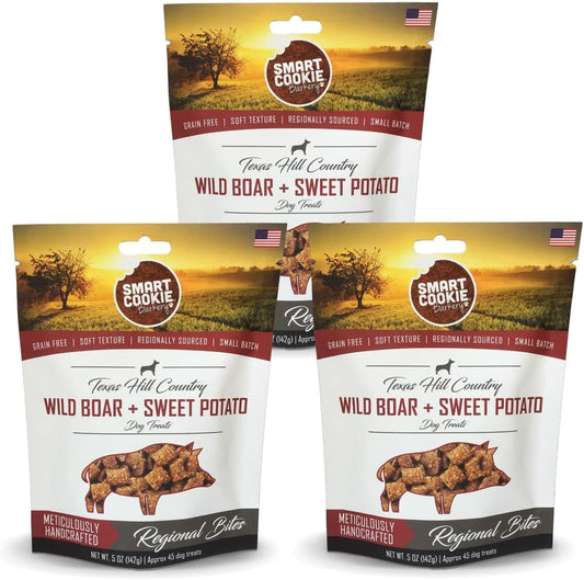Smart Cookie All Natural Dog Treats - Wild Boar & Sweet Potato - Training Treats for Dogs with