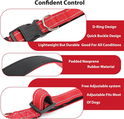Reflective Dog Collar Padded with Soft Neoprene Breathable Quick Release Basic Dog Collars for