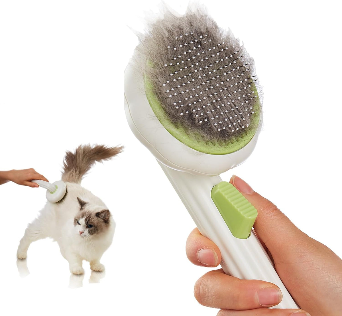 Cat Brush Dog Brush with Release Button for Shedding, Self Cleaning Cat Comb Hair Brush for Indoor