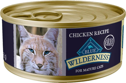 Blue Buffalo Wilderness High Protein Grain Free, Natural Mature Pate Wet Cat Food, Chicken 5.5-oz