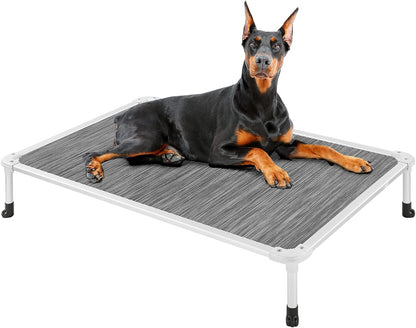 Veehoo Chew Proof Elevated Dog Bed - Cooling Raised Pet Cot - Silver Aluminum Frame and Durable