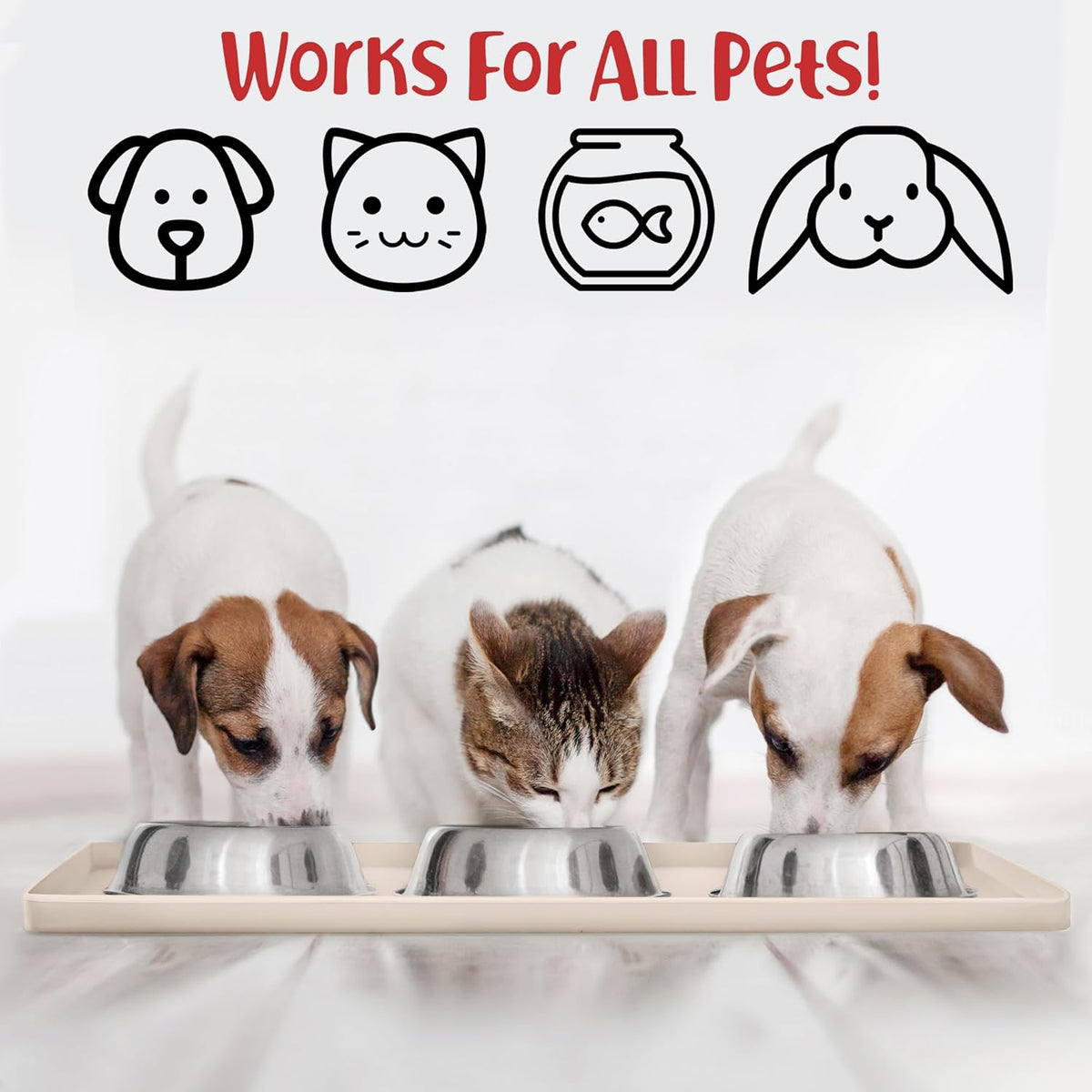 DogBuddy Waterproof Dog Food Mat with Raised Edge, Silicone - Nonslip Pet Feeding Mat for Floors