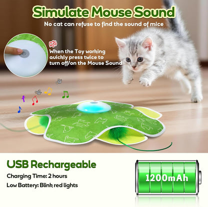 Interactive Cat Toys, Motion Activated, Moving Feather, Real Mouse Squeaky, Hide and Seek Cat Toys