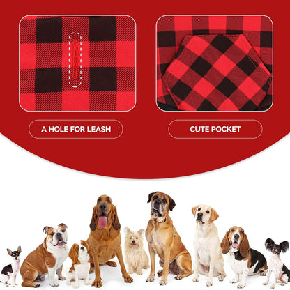 Dog Sweater Red Buffalo Plaid Pet Clothes Warm and Soft Breathable Cozy Small Pet Hoodies Dog