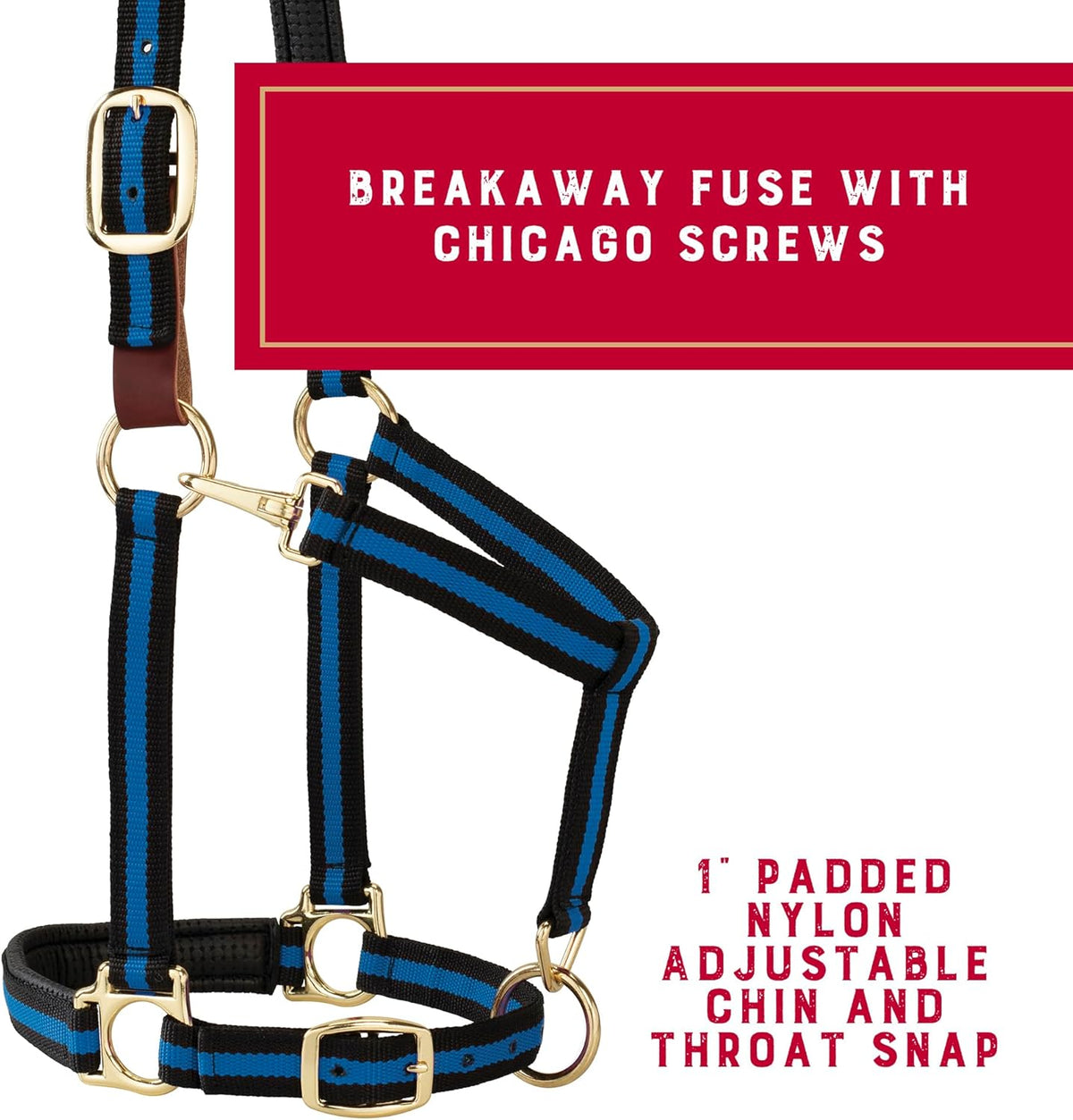 Weaver Equine Breakaway Horse Halter, Comfort Foam Padding, Adjustable Chin & Throat Snap Halters
