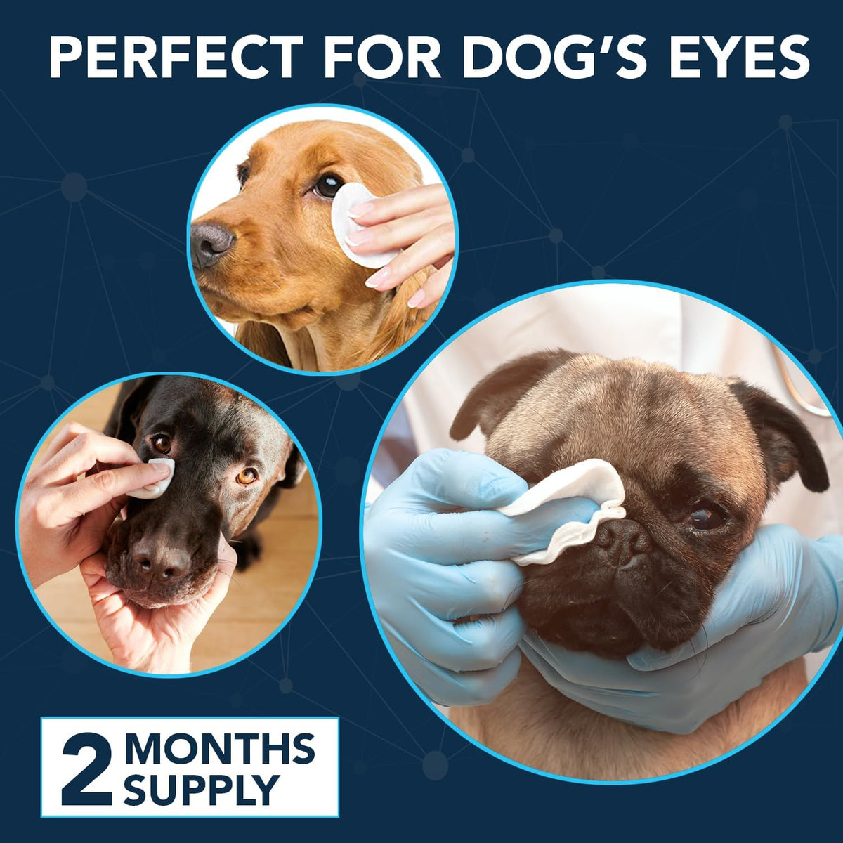 NOVEHA 100PCs Dog Eye Wipes - Tear Stain Remover for Dogs - Formulated with Chamomile and Aloe to