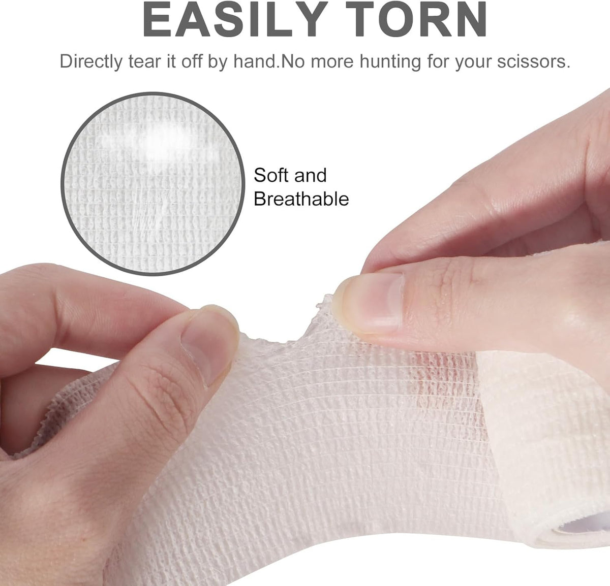 24 Pack Self Adhesive Bandage Wrap 2 Inch, White Medical Tape Elastic Cohesive Bandage Rolls Self