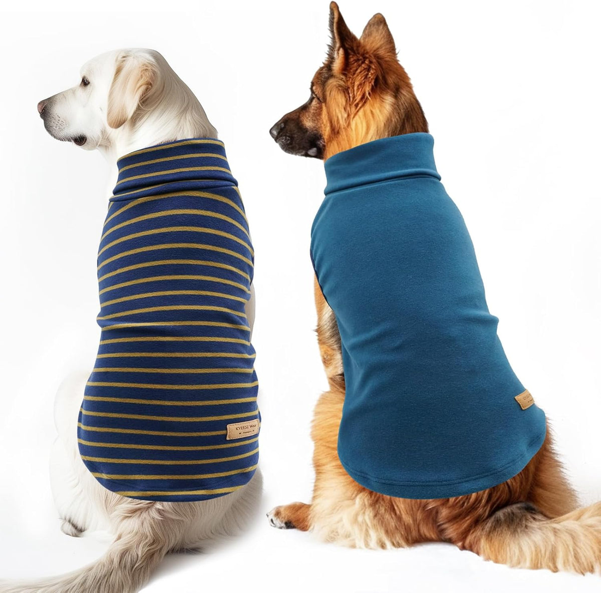 KYEESE 2Pack Dog Sweater Turtleneck Pet Coats Warm Dogs Clothes Pullover Dog Sweaters for Large