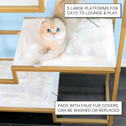 The Refined Feline Metropolitan Cat Condo, Modern Furniture for Multiple Cats, Stepped Platforms