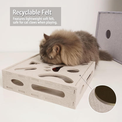 PETKARAY Felt Cat Puzzle Toy, Interactive Cat Toys for Indoor Cats, Interactive Maze for Kitten