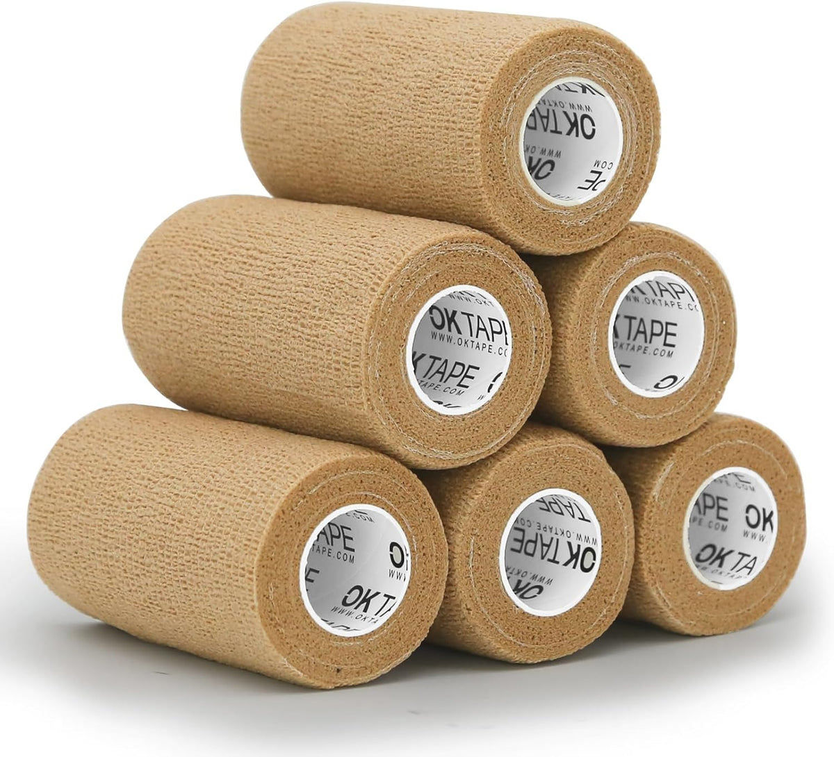 OK TAPE Self Adherent Cohesive Bandages Wrap - 6Packs, 4" x 5 Yards, Non-Woven Self Adhesive