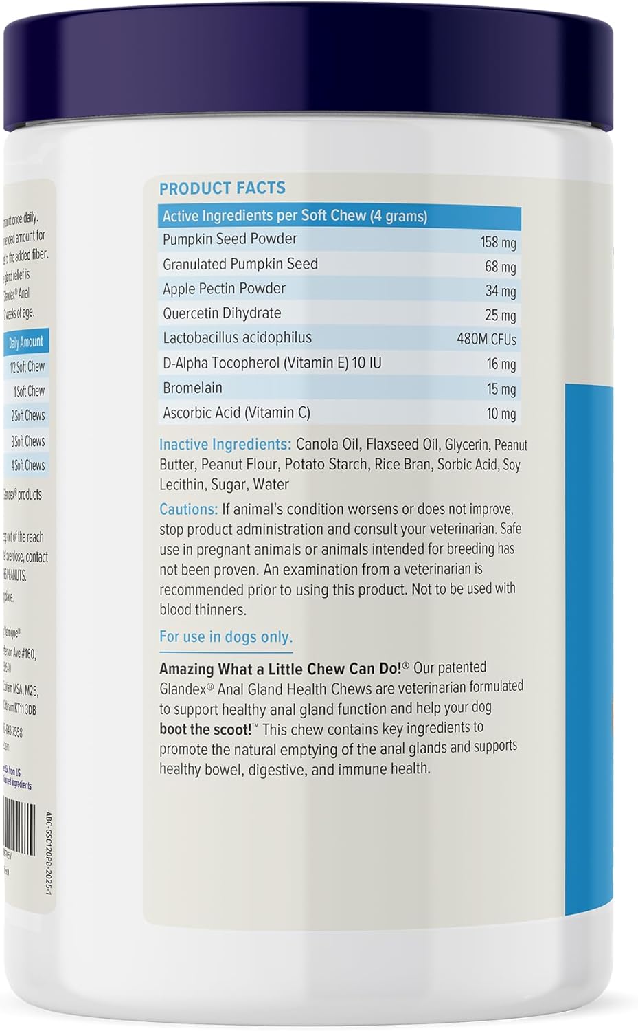 Vetnique Glandex Anal Gland Soft Chew Treats with Pumpkin for Dogs Digestive Enzymes, Probiotics