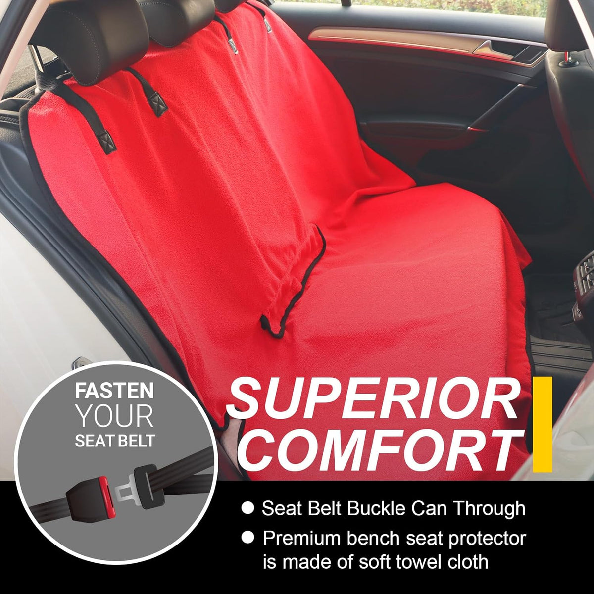 Back Seat Cover for Car Trucks Van SUV,Waterproof Rear Bench Towel Seat Covers for Dogs and