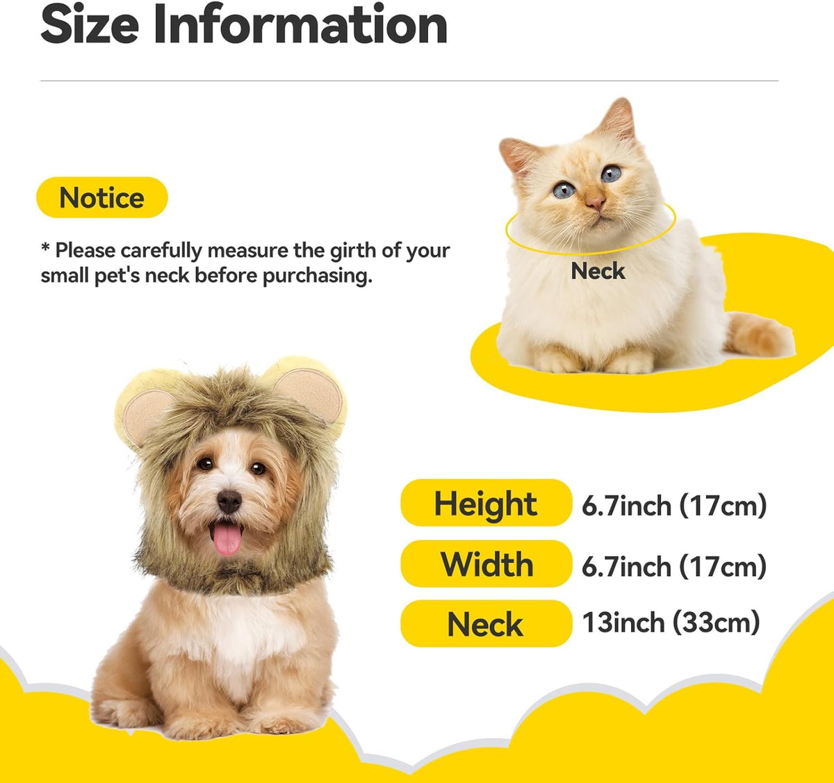 Enjoying Cat Lion Mane Costume, Small Dogs Halloween Outfit, Lion Mane Wig for Cat Cosplay, Kitten