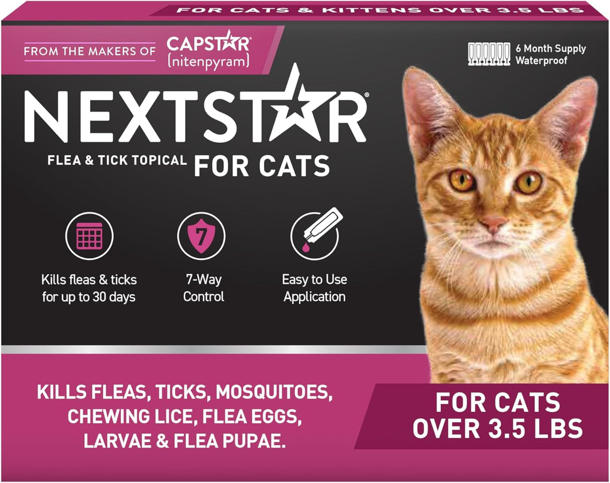 NEXTSTAR Flea and Tick Prevention for Cats, Repellent, and Control, Fast Acting Waterproof Topical