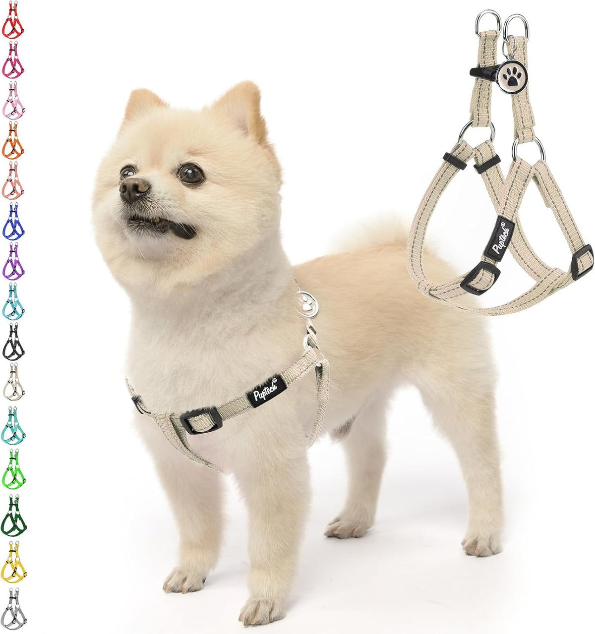 PUPTECK No Pull Dog Harness Soft Adjustable Basic Nylon Step in Puppy Vest Outdoor Walking with ID