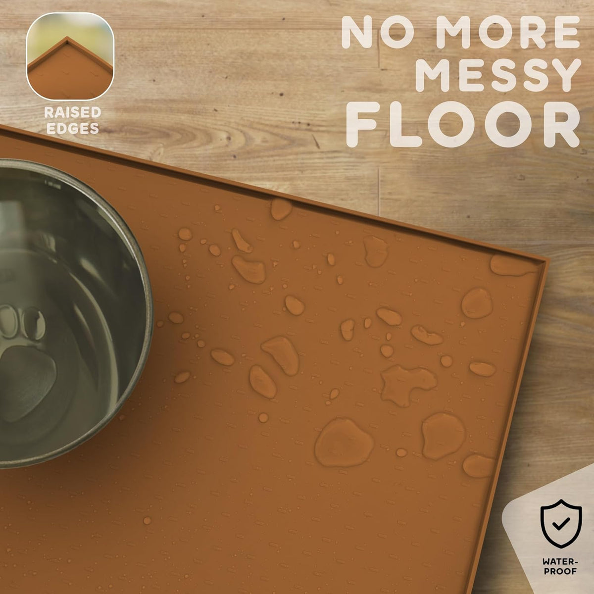 Dog Food Mat - 24x15 Raised Edges Dogs Mat for Food and Water Prevent Spill, Waterproof Cat Food